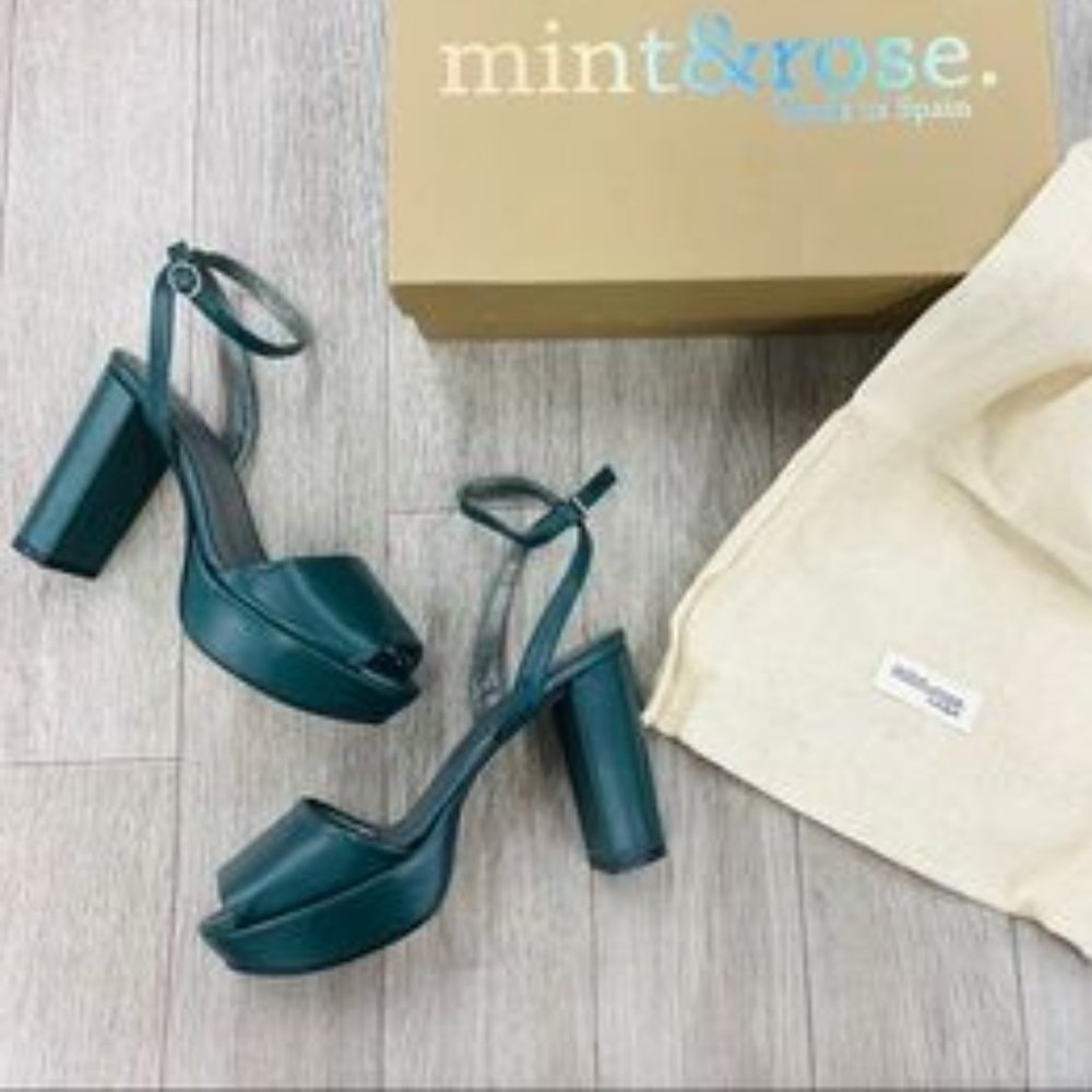 Anthropologie MINT & ROSE Emerald Arlena Heels